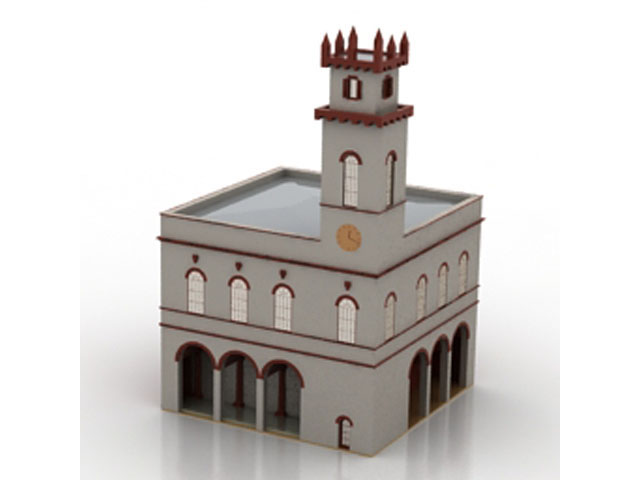 Free Town Hall Renaissance styled N 3D model For Architecture 3Ds Max Model Download